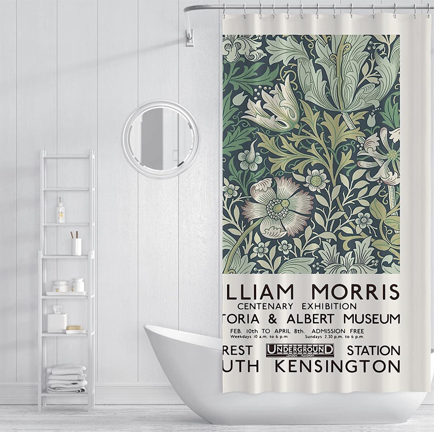 Rustic Green Leafy Plant Shower Curtain With William Morris Style For Your Natural Bathroom - Image 3