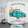 Rustic Grey Board Blue Truck Funny Rabbit Shower Curtain For Bathroom Decor