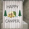 Rustic Happy Camper Wall Wood Tree Shower Curtain for Bathroom