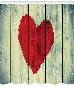 Rustic Heart Symbol Wooden Wall Print Shower Curtain for Bathroom Decor