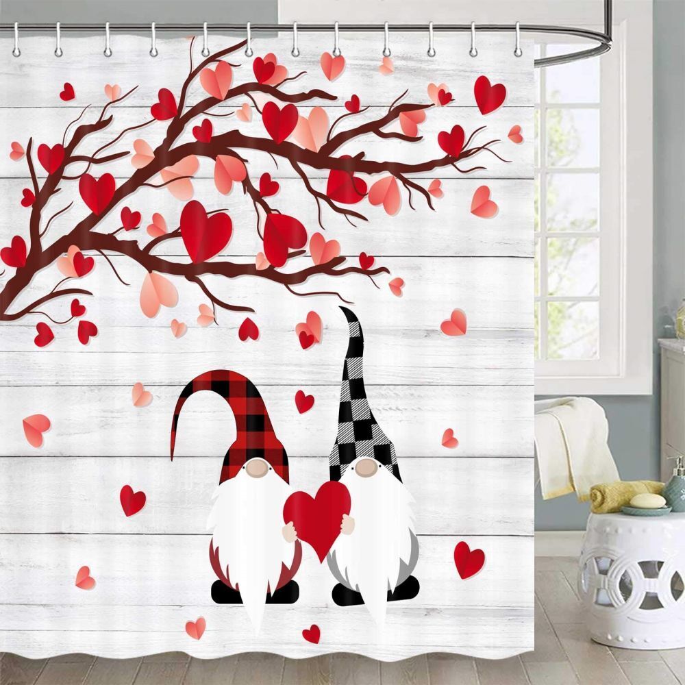 Rustic Hearts Trees Fabric Shower Curtain For Your Bathroom Decor