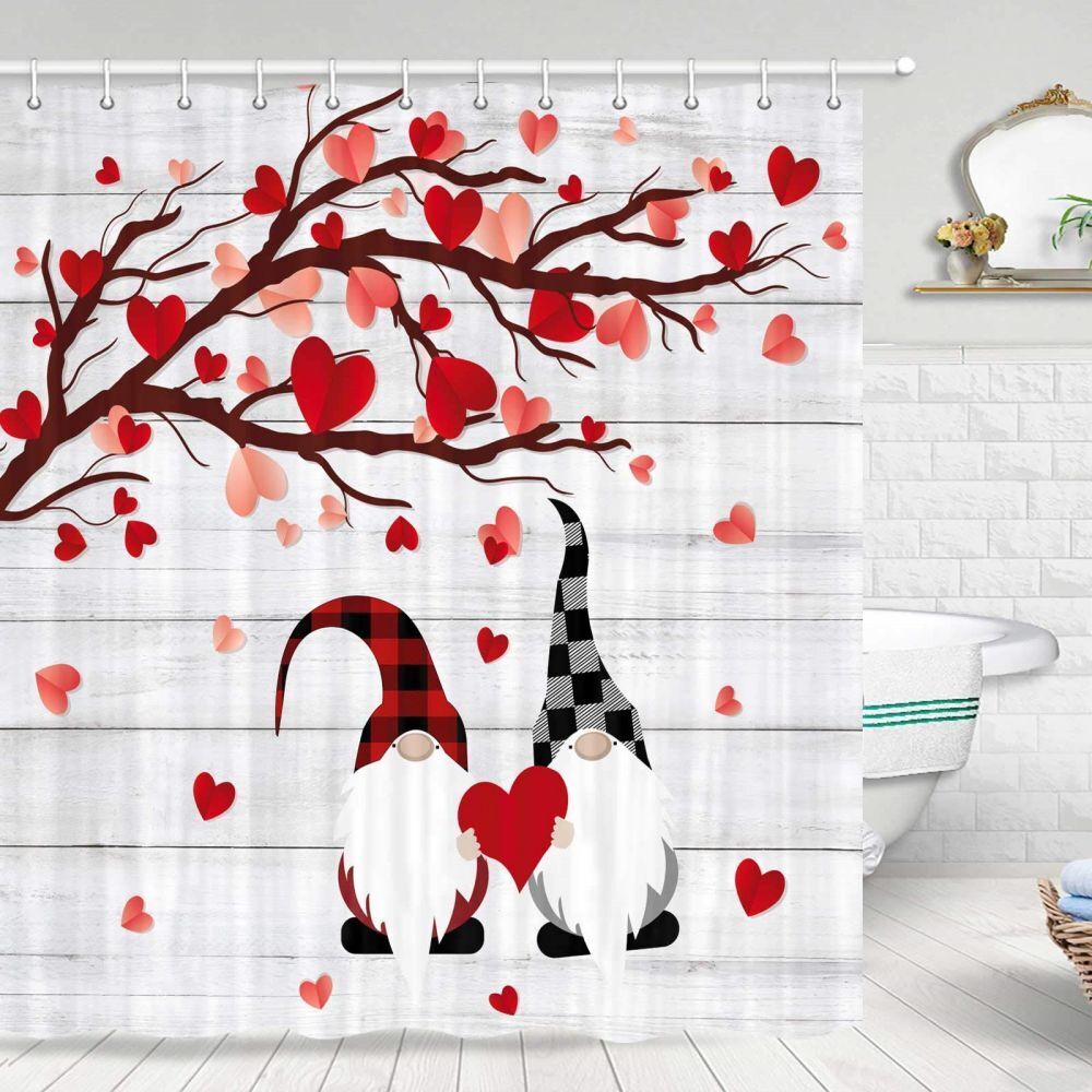 Rustic Hearts Trees Fabric Shower Curtain For Your Bathroom Decor