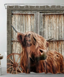 Rustic Highland Cow Shower Curtain - A Unique Twist For A Farmhouse Bathroom