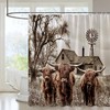 Rustic Highland Cow Shower Curtain - Vintage Farmhouse Bathroom Decor