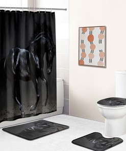 Rustic Horse Shower Curtain - Farmhouse Bathroom Decoration 