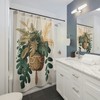 Rustic Jungle Leaves Macrame Shower Curtain, Bohemian Bathroom Decor