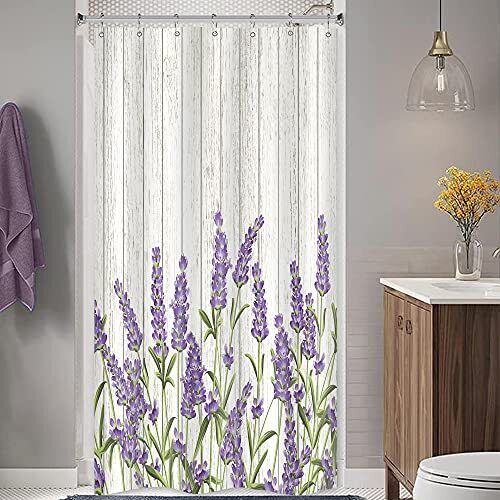 Rustic Lavender Wooden Plank Stall Size Shower Curtain