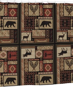 Rustic Lodge Animal Shower Curtain for Bathroom Decor