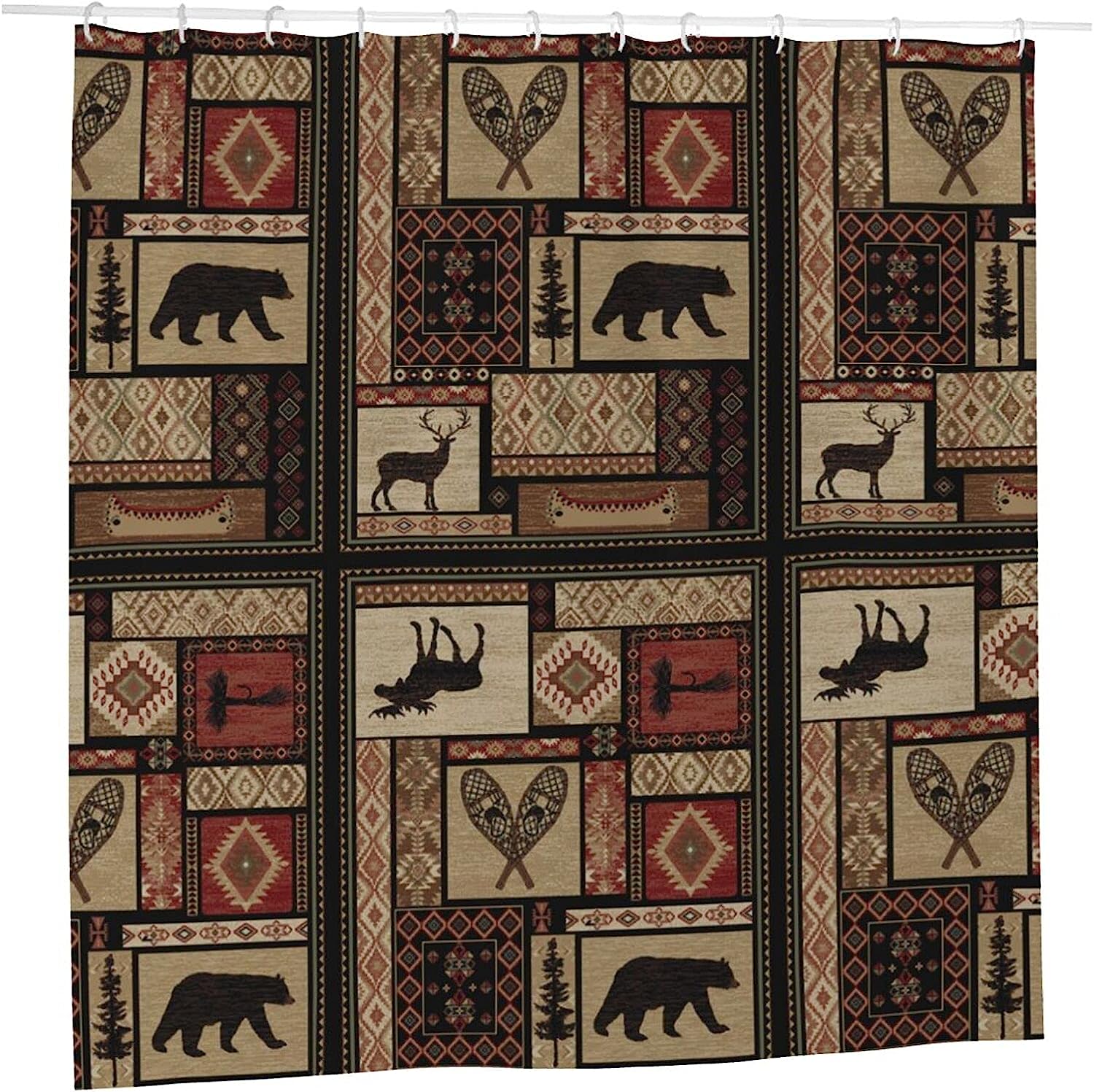 Rustic Lodge Animal Shower Curtain for Bathroom Decor