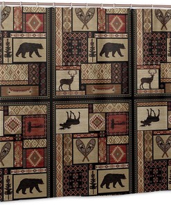 Rustic Lodge Animal Shower Curtain for Bathroom Decor