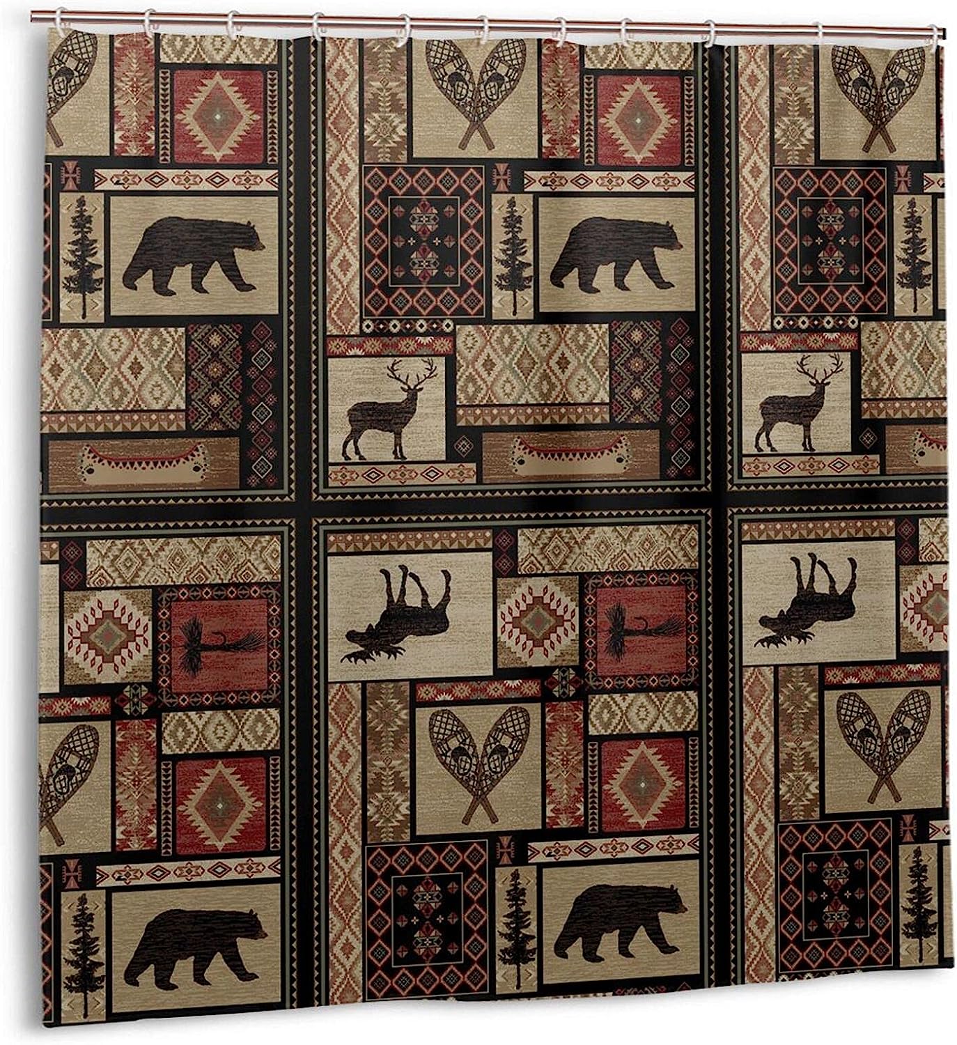 Rustic Lodge Animal Shower Curtain for Bathroom Decor