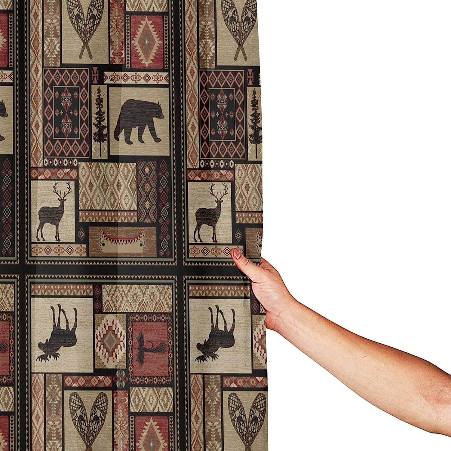 Rustic Lodge Animal Shower Curtain for Bathroom Decor