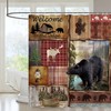 Rustic Lodge Bear Shower Curtain - Wildlife Country Bathroom Decor