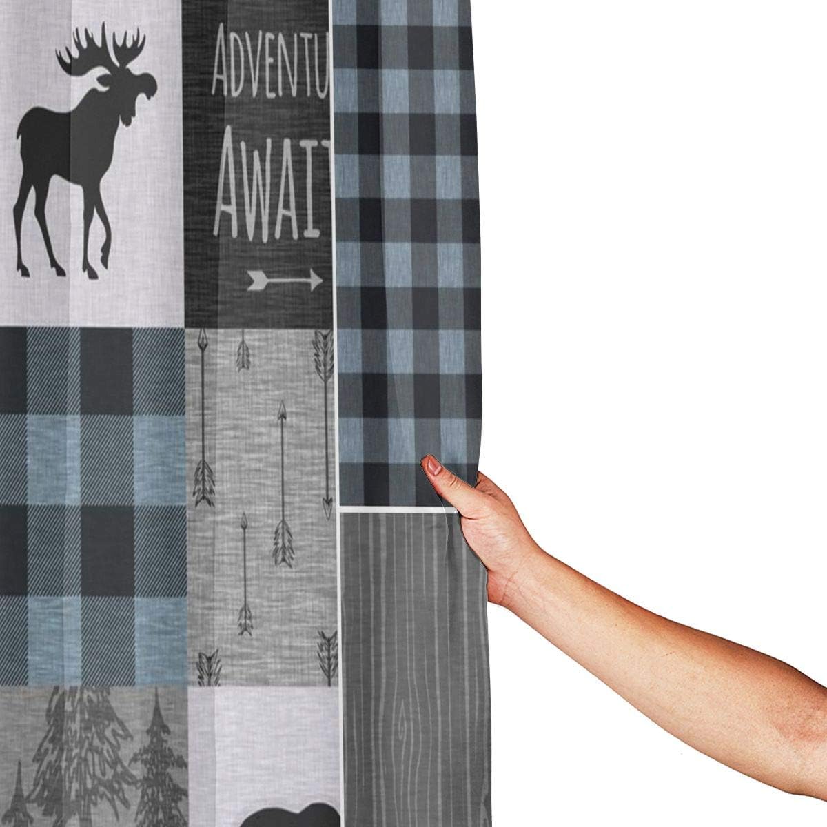 Rustic Lodge Cartoon Bear Moose Deer Shower Curtain For Decorative Bathroom - Image 4