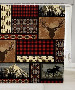 Rustic Lodge Moose Shower Curtain for Bathroom Decor