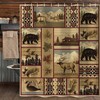 Rustic Lodge Shower Curtain - Bear Moose Safari Decor With Wild Duck Fall Maple Leaves Mountains Farmhouse