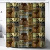 Rustic Lodge Shower Curtain with Bear Moose Deer Design - Farmhouse Bathroom Decoration
