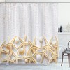 Rustic Marine Home Decor Image of Seashells on Timber Pattern Shower Curtain