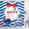 Rustic Maritime Whale Anchor and Ahoy Print Shower Curtain for Bathroom