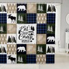 Rustic Moose Bear Antlers Happy Camping Shower Curtain For A Farmhouse Bathroom 