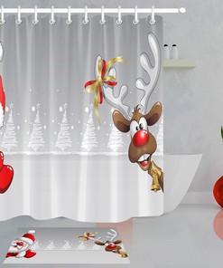 Rustic Moose Printed Shower Curtain - Waterproof And Long-Lasting