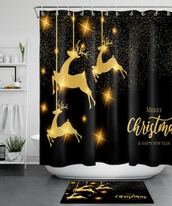 Rustic Moose Printed Shower Curtain With Nature Scenery - Waterproof And Long-Lasting