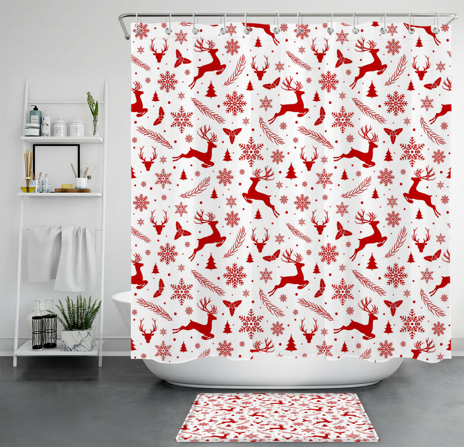 Rustic Moose Printed Shower Curtain With Stunning Landscape - Waterproof And Stylish