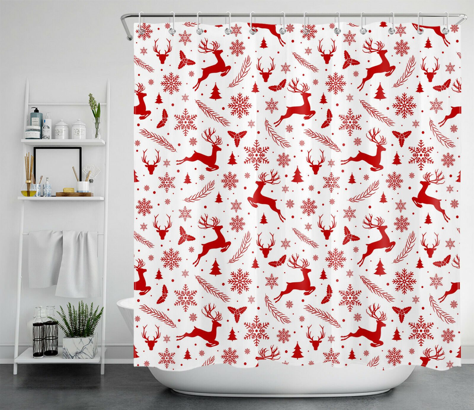 Rustic Moose Printed Shower Curtain With Stunning Landscape - Waterproof And Stylish - Image 2