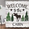 Rustic Moose and Tree Shower Curtain, Country Style Bathroom Decor 
