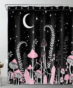 Rustic Mushroom Lodge Shower Curtain - Nature Inspired Bathroom Decor