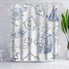 Rustic Nautical Map Shower Curtain with Sailboat and Lighthouse Prints