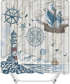 Rustic Nautical Sailboat Map Shower Curtain - Stylish And Durable