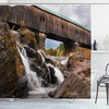 Rustic Oak Bridge Waterfall Shower Curtain - Vintage Bathroom Decor with Print Design