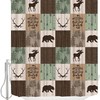 Rustic Patchwork Green Print Shower Curtain for Your Adventure Life Bathroom Decor