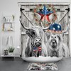 Rustic Patriotic Highland Cow Shower Curtain For Farmhouse Bathroom Decor