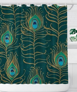 Rustic Peacock Feather Shower Curtain for Bathroom Farmhouse Bath Accessories and Home Decor