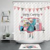 Rustic Pink Picnic Car and Pets Shower Curtain for Shabby Chic Bathroom Decor
