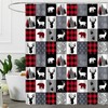 Rustic Plaid Bear Shower Curtain with Animal Hunting Cabin Print