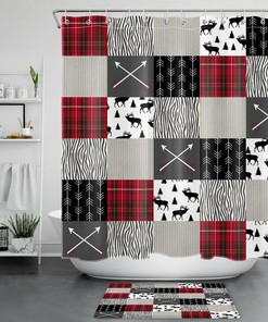 Rustic Plaid Buffalo Animal Elk Shower Curtain for a Lodge-Inspired Bathroom