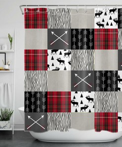Rustic Plaid Buffalo Animal Elk Shower Curtain for a Lodge-Inspired Bathroom