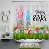 Rustic Plank Lawn Box Curtain Kit With Happy Easter Eggs Gnomes For Bathroom Decoration