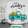 Rustic Planks Retro Truck And Easter Rabbit Shower Curtain For Bathroom Decor