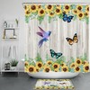 Rustic Planks Sunflower Butterfly and Hummingbird Shower Curtain for Bathroom Decor