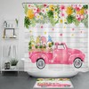 Rustic Planks Truck Palm Leaf Pineapple and Gnomes Shower Curtain for Bathroom Decor