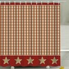 Rustic Primitive Country Plaid Stars Shower Curtain In Rusty/Burgundy Taupe Tan