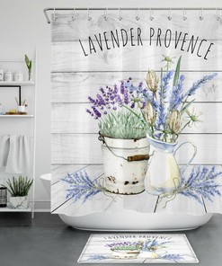 Rustic Provence Lavender Shower Curtain for French Country Bathroom Decor