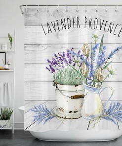 Rustic Provence Lavender Shower Curtain for French Country Bathroom Decor