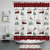 Rustic Red Plaid Truck with Christmas Tree Snowflakes Shower Curtain for Festive Bathroom 