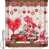 Rustic Red Truck Red Roses And Love Balloon Valentine'S Day Shower Curtain