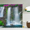 Rustic Restroom Shower Curtain, Waterfall View Print, Washable and Waterproof Fabric